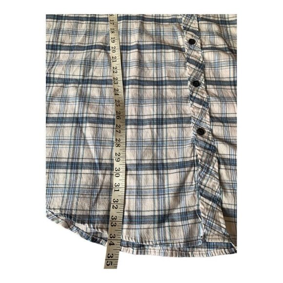 American Fusion Gear Mens Shirt 4XL Button Up Short Sleeve Blue White Plaid - Picture 6 of 10